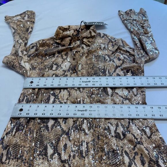 NWT Ethyl Snakeprint Sequin Sparkle Tunic Top Button Up Shirt Plus Size XXL New - Picture 4 of 9